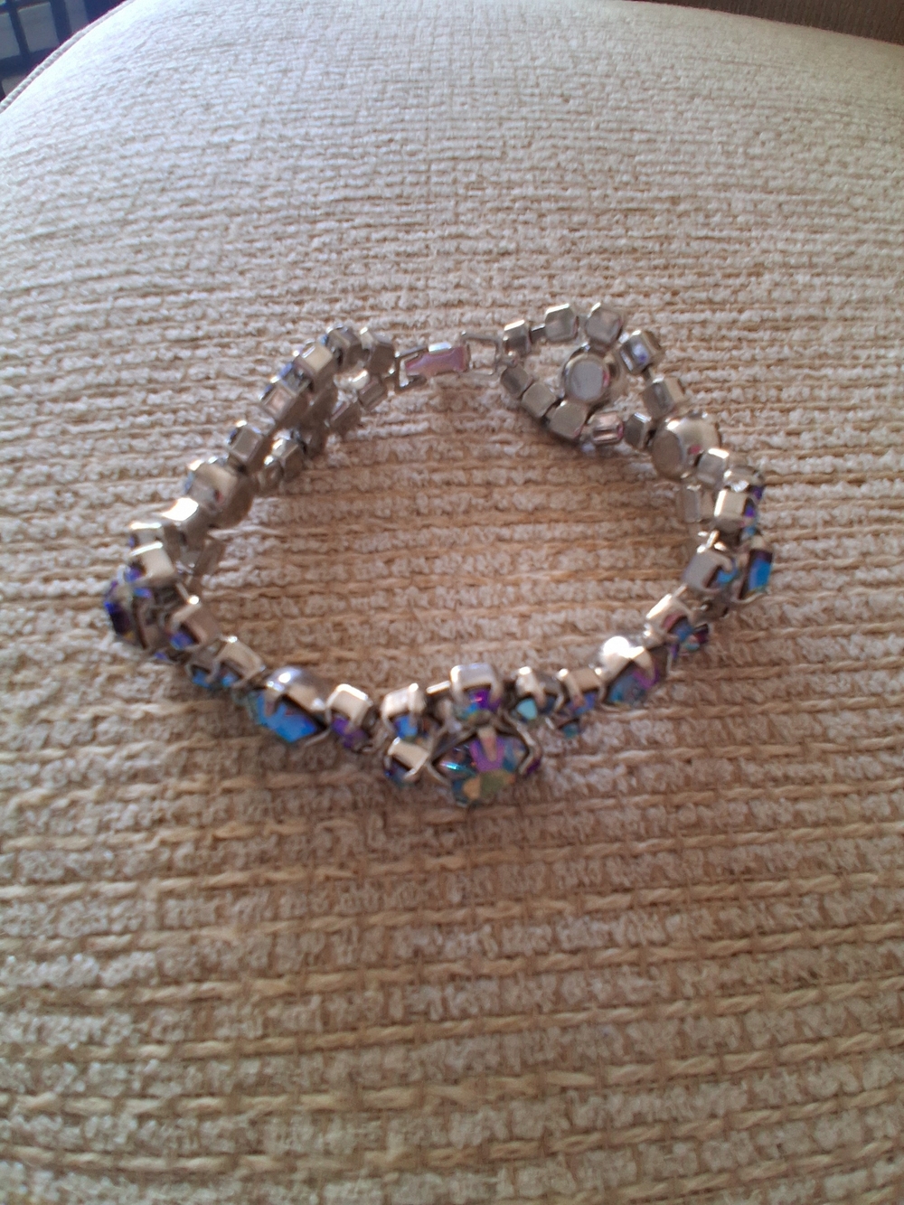 Silver-Tone Bracelet with Iridescent Blue Accents - Women Jewelry